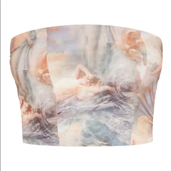Plt Water Renaissance Print Helsa Slinky Bandeau Crop Top, Size 10, NWT - Picture 3 of 13